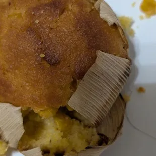 Dry stale corn muffin.