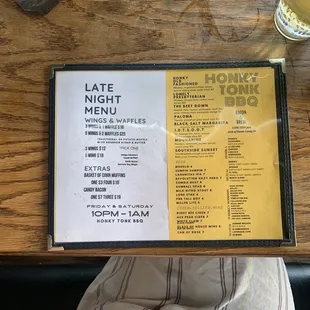 Back of menu
