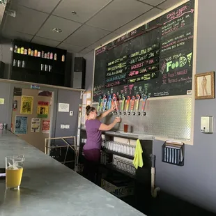 a woman at the bar