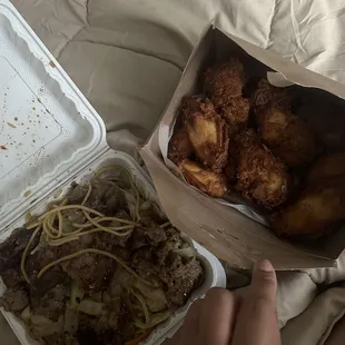 Beef Teriyaki Noodles Chicken Wings Yummy Sauce