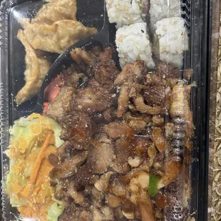 Chicken and shrimp bento box to go