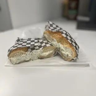 Sesame bagel with lemon dill spread