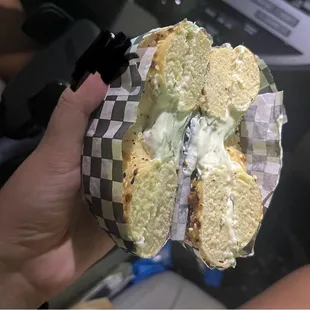 Everything bagel with lemon dill cream cheese