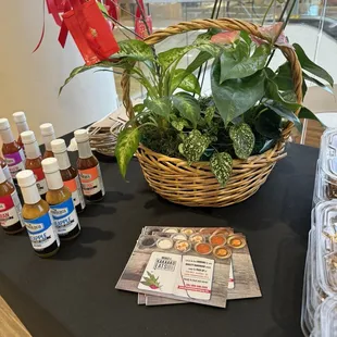 a basket of plants and spices on a table