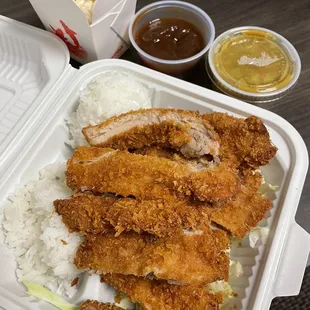 My fave item here. This is just the chicken katsu MINI size!! I also ask for curry sauce (extra $) worth it!!