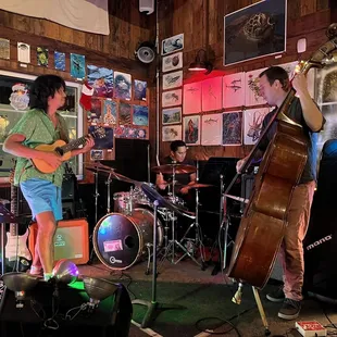 a band playing in a pub