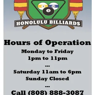 New Hours of Operation