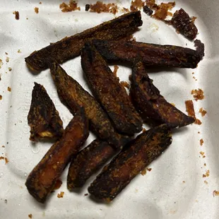 And some more very burnt, crunchy, bitter sweet potato fries.