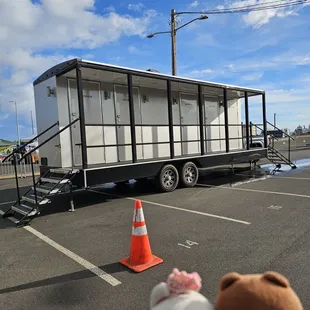Clean restroom with air conditioning, running water, and music!