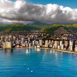 Waikiki view from helicopter