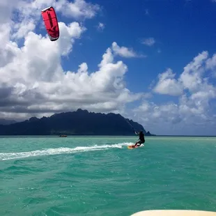 The boat, our secret spot, two-mile downwinders, this is why we are the leaders in kite surf instruction in Hawaii.