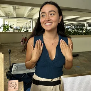 Permission given to take photo. Wearing Hanasunnyco jewelry.