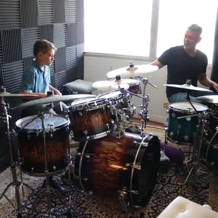 Scott Shafer teaching a Drum Lesson