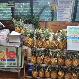 a display of pineapples