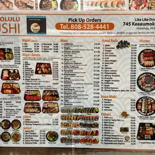 Menu as of 3/10/22