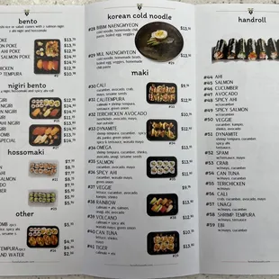 menu, sushi and sashimi