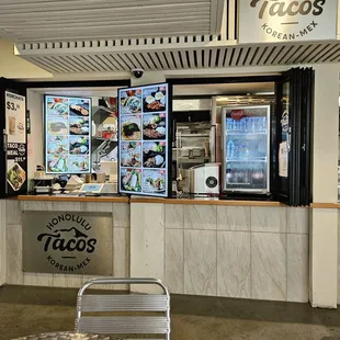 the inside of a taco shop
