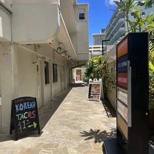 the entrance to the restaurant