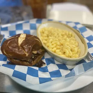 Brisket Sandwich and Mac-n-cheese