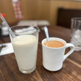 house soy milk and hot milk tea