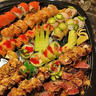 Tray with variety of rolls