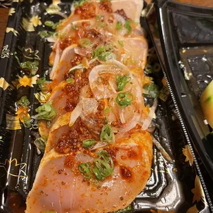 Cajun albacore crispy garlic tataki