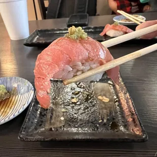 Special Bluefin Fatty Tuna sushi.  $7.95 for 2 pieces.  Not on the menu, considered a special.  My favorite!