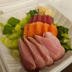 Sashimi Tri (Hawaiian fresh Ahi, salmon and hamachi combination)