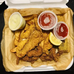 Full Fried Combo - Catfish &amp; Chicken Strips