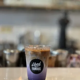 Iced ube latte