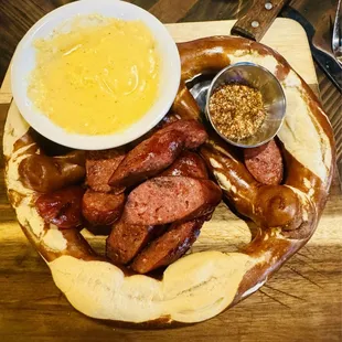 Bavarian pretzel and sausage