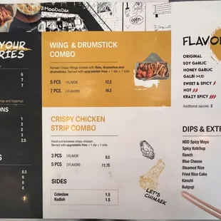 the menu of the restaurant