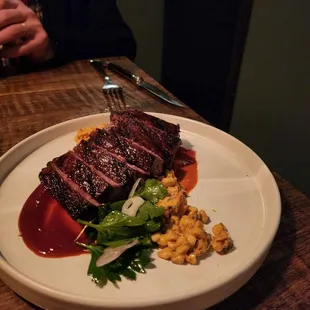 Yes... That&apos;s ketchup on a perfectly cooked steak with corn (like, why?)... Just throw it in the trash at that point