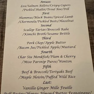 2025 Winter Wine Dinner Menu