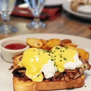 Porchetta is a cured ham and it was amazing! Porchetta benedict