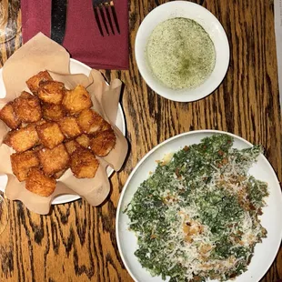 Kale Caesar and Tater Tots