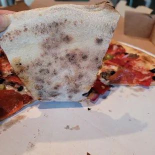 Lots of flour on the bottom of the pizza that makes just the crust taste bland and flour-y