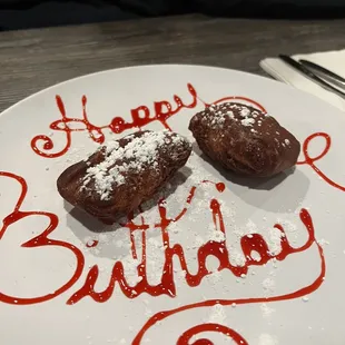 My husband's birthday and they did this for him. Beignets!