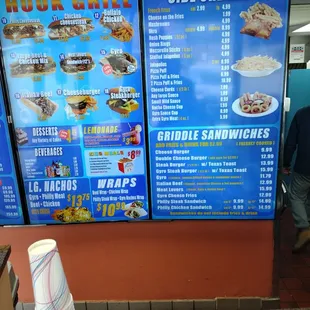 a menu for the restaurant