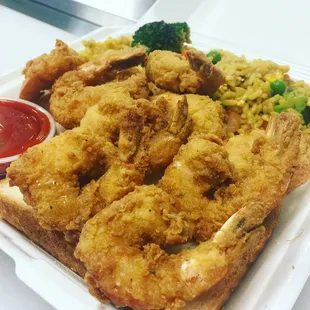 Jumbo shrimp plate with fried rice