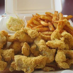 15pc Catfish Nuggets with your choice of fries or Coleslaw &amp; 2pcs of bread