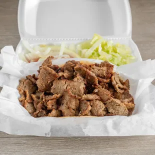 a close up of a container of food