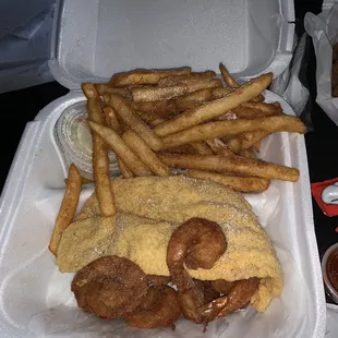 Catfish and shrimp combo
