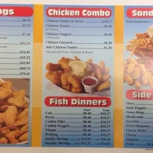 the menu for the restaurant