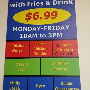 Lunch Special and options.