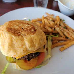 Ground Chuck Burger and truffle fries