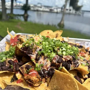 Loaded chicken nachos