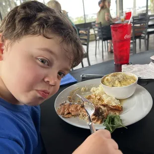 The Salmon and risotto was very good as well! Would've gotten a better picture, but my son couldn't wait five minutes to take the photo. Lol
