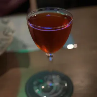 a glass of wine on a table