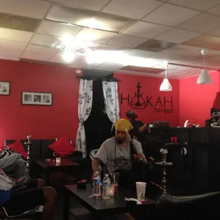 a group of people in a restaurant